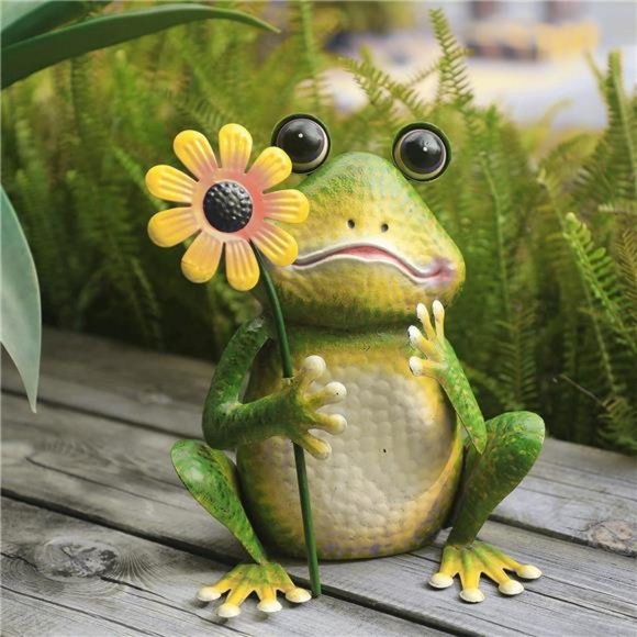 Garden Frog Statue Outdoor Decor Metal Frog Yard Art Sculpture - Picture 3 of 6